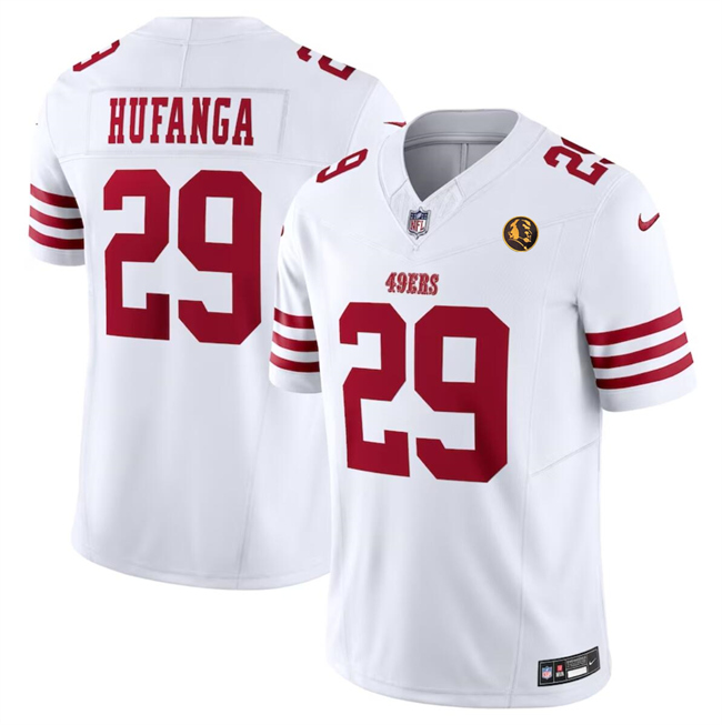 Men's San Francisco 49ers #29 Talanoa Hufanga White 2023 F.U.S.E. With John Madden Patch Vapor Limited Football Stitched Jersey